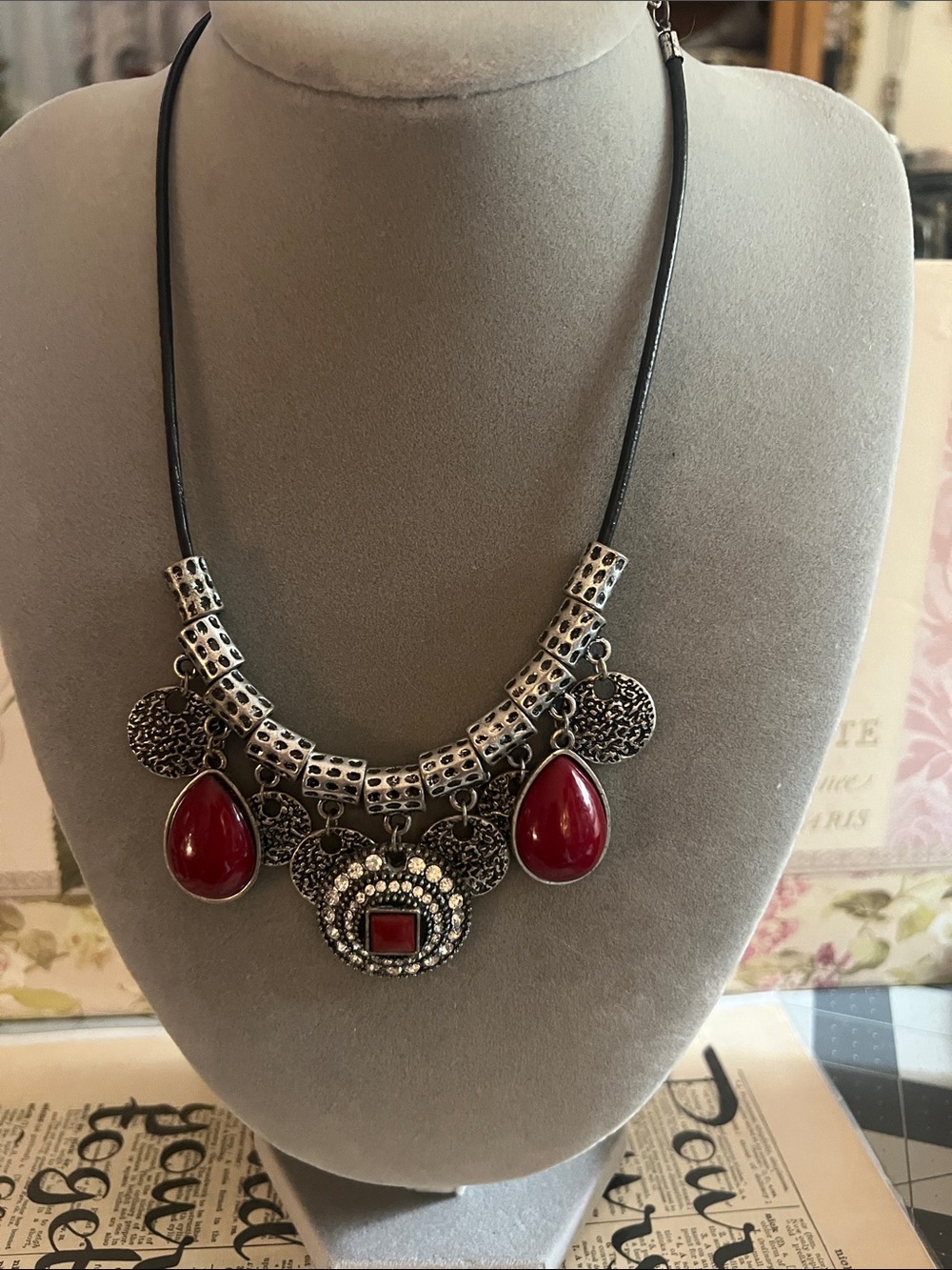 Premier Statement Red Teardrop Pendant Necklace - Women Jewelry